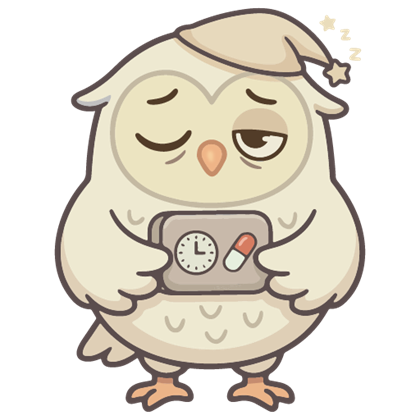 Ollie the owl at night for evening reminders