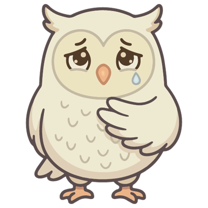 Ollie the owl looking sad after a missed dose
