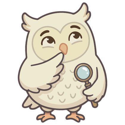 Ollie the owl thinking, shown on empty screens
