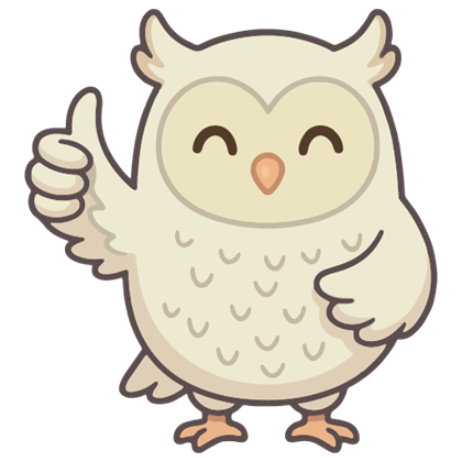 Ollie the owl giving a thumbs up after a dose is logged